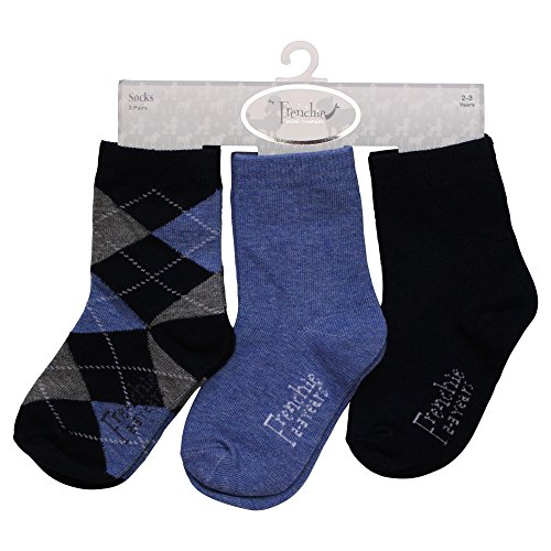 Light Blue & Navy Argyle Socks; 3-pack; 3-4 years