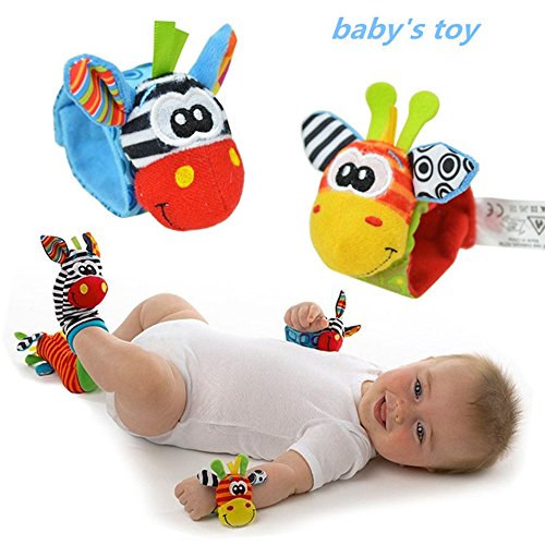 Maphissus Child Kids Wrist Rattles Cute Animal Infant Baby Kids Hand Wrist Bell Rattles Soft Toy for Fun Reindeer (Pack of 2)