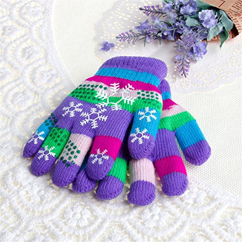 MEXUD Children Baby Kids Thickened Snow Gloves Cartoon Knit Mitten Winter Warm Gloves (M(4-8Years Old))