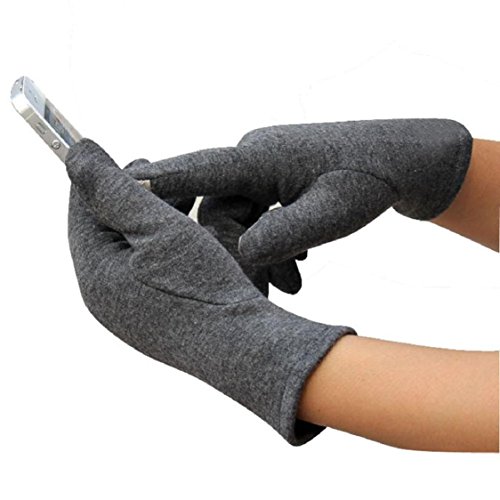 Ikevan Elegant Women Warm Cotton Lining Touch Screen Wrist Gloves Womens Pure Color Mittens Autumn Winter (Gray)