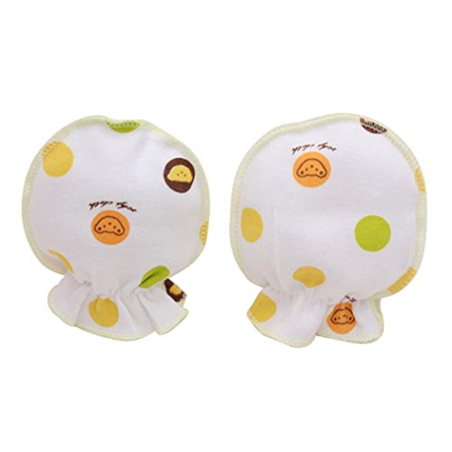 Fineshow 1 Pairs Cute Dots Baby Infant Boys Girls Anti Scratch Mittens Soft Gloves (Yellow)