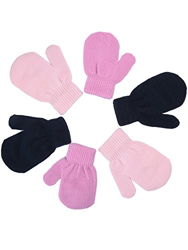 Mudder Baby Gloves Mittens Gloves Stretch Knitted Glove for Girls Baby, 3 Pairs