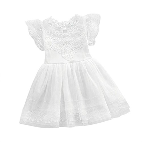 Kid Princess Dress, Misaky Flower Girl Party Tulle Lace Tutu Slip Dress (100CM(Age:2T), White)