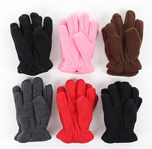 Toddler Soft And Warm Fleece Lined Gloves 6-Pack Assorted Colors, one size