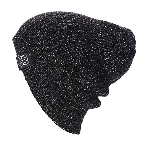 Mikey Store Baggy Warm Crochet Wool Knit Ski Beanie Skull Slouchy Caps Hat (Black)