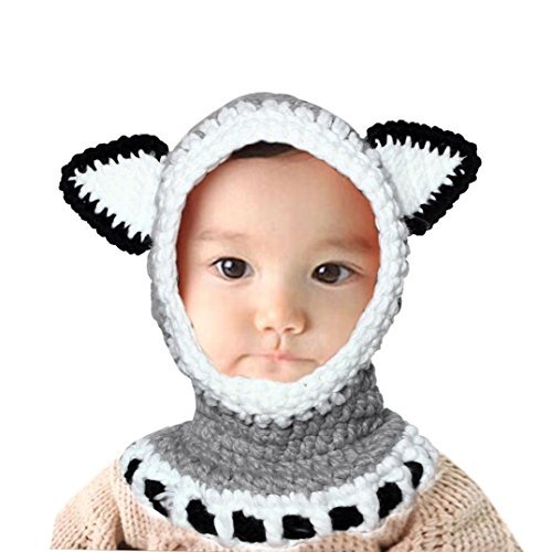 Winter Infant Baby Toddler Kid Hat Wool Knitted Crochet Beanie Cap Scarf Set (1-D)