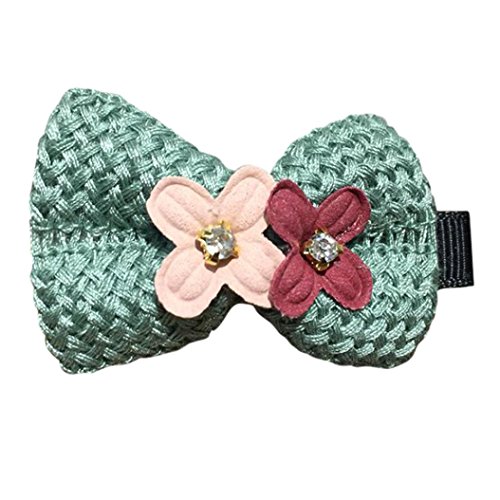 Mikey Store 2PCS Hair Clips Girls Princess Bowknot Flowers Hair Style Buckle (Green)
