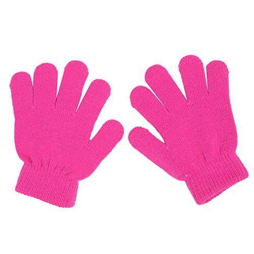 MEXUD Cute Winter Baby Gloves Knit Mittens With Solid Color Finger Point Stretch For Girls Boys (Pink)