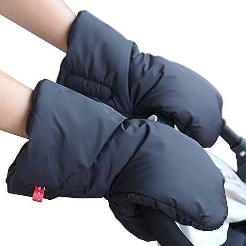 StillCool Extra Thick Stroller Handmuff Winter Waterproof Anti-freeze Gloves for Parents and Caregivers (Black)