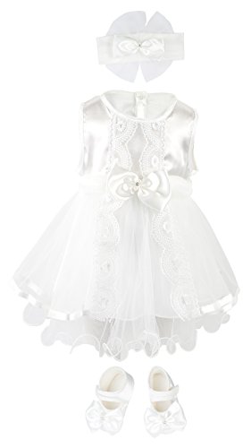 Bebetomy Baby Christening Baptism Princess Gown Dress 5 Piece Deluxe Set 0-3 Months