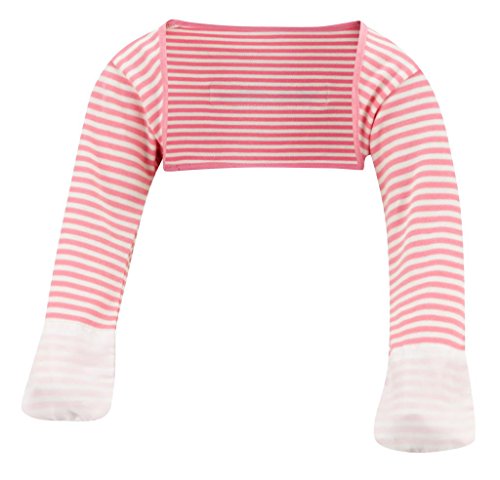 ScratchSleeves | Baby Girls' Stay-On Scratch Mitts Stripes | Pink and Cream | 12 to 18 Months