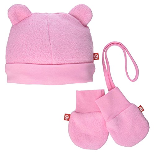 Zutano Cozie Fleece Hat & Mitten Set (Baby) - Pink - 6 Months