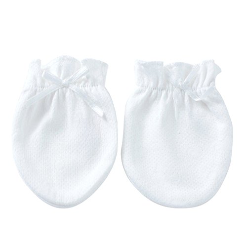 3 Pairs Baby Soft Cotton Newborn Infant Anti-scratch Handguard Mittens Glove White