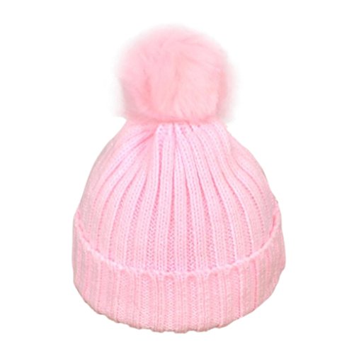 Baby Ski Hat, Leoy88 Kids Soft Warm Knitted Cap for 3 months-3years (Pink)