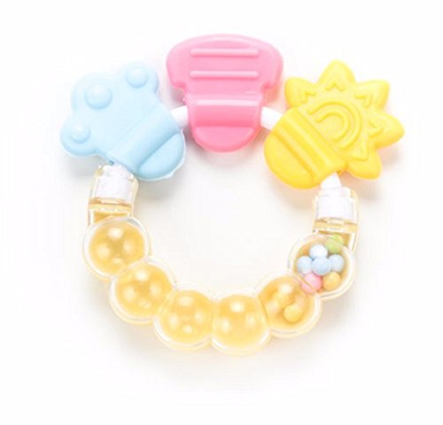 Hot Sale! 1Pcs Rattle Rings Teethers Silicone Baby Teether Massager Infant Training Tooth Cute Toddler Bell Toys Mordedor De Silicone (Light Yellow)
