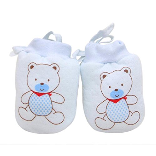 Gloves,ABCsell 1 Pairs Cartoon Baby Infant Boys Girls Anti Scratch Mittens Soft Newborn Rope Thickness Gloves Gift (Blue)
