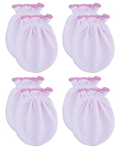 Songbai No Scratch Mittens 100% Cotton For Newborn Baby Boys Girls (4-pairs) (0-3 months, Light pink)
