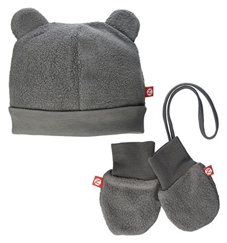 Zutano Cozie Fleece Hat & Mitten Set (Baby) - Gray - 12 Months
