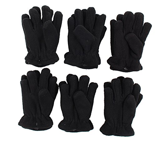 Toddler Soft And Warm Fleece Lined Gloves 6-Pack, Black