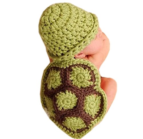 Tenworld Baby Girl Boy Newborn Turtle Knit Crochet Beanie Hat Outfit Photo Prop