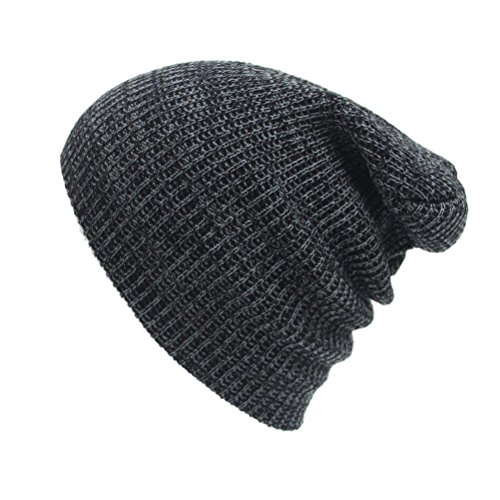 Mikey Store Unisex Knit Crochet Ski Hat Braided Turban Headdress Cap (Dark Gray)