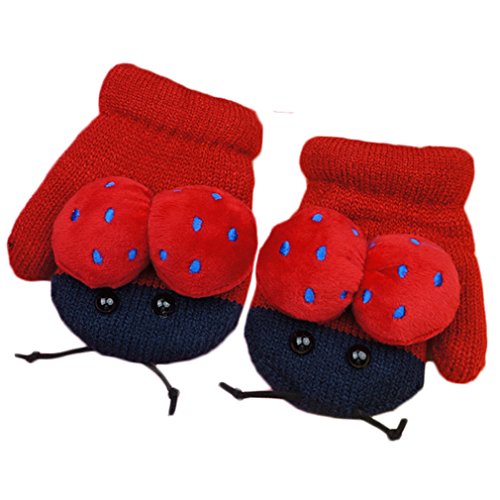 Smartlife Baby Girls Boys Super Warm Wool Yarn Knit Mittens Gloves for Kid 2-5 years (Chafer)