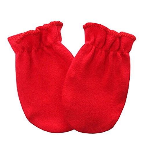 Warm Unisex-Baby Gloves Newborn Mittens Soft No Scratch Mittens, Red