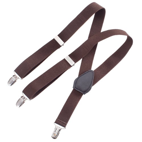 Clips N Grips Child Baby Toddler Kid Adjustable Elastic Suspenders Solid Color Y Back Design,Upto 5' Tall, Brown 30