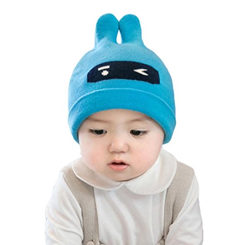 Mikey Store Baby Beanie Hat Cap Warm Cute Kids Boys Girls Toddler Knitted (Blue)