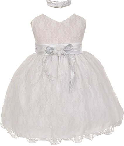 Infant & Baby Flower Girl Lace Overlay Special Occasion Dress White 6M 30.26