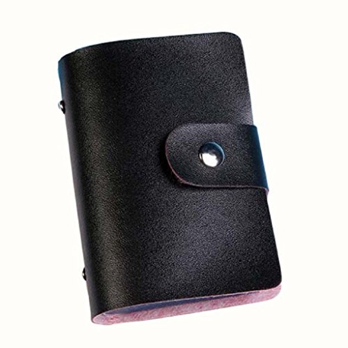 Laimeng,Unisex Leather Credit Card Business Card Holder Case Wallet (Black)