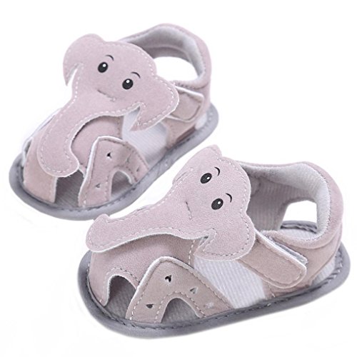Kenvenz Baby Sandals Summer Girl Boys Soft Sole Crib Toddler Elephant Pattern Newborn Shoes (6~12 M, Gray)