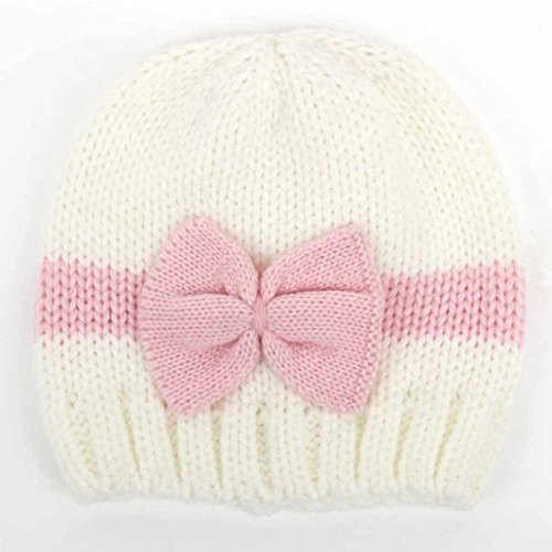Mikey Store Newborn Baby Infant Toddler Knitting Wool Crochet Hat Soft Hat Cap (White)
