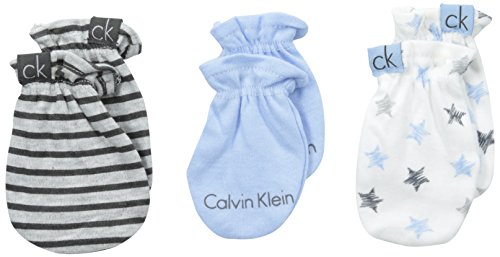 Calvin Klein Baby-Boys Newborn 3 Pack Mittens Blue, Multi, One Size