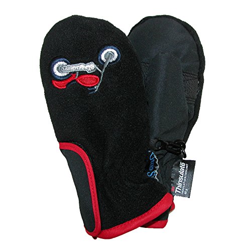 Grand Sierra Toddlers 2-4 Embroidered Waterproof Mittens, Black with Motorcycles