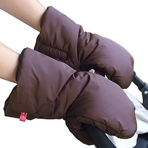 IntiPal Extra Thick Stroller Hand Muff Winter Waterproof Anti-freeze Gloves for Parents and Caregivers (Coffee)
