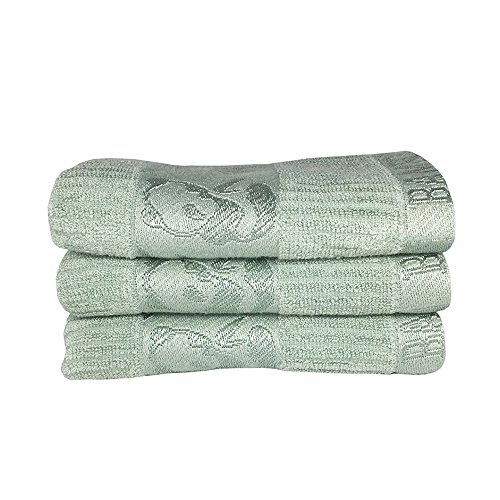 Zhenxinmei Set of 3 Bamboo Fiber Child Towels Plain Coloured Cute Panda Bamboo Pattern Baby Towel Thick Soft Simple Dynamic use for Infants,Children,Adults,Kitchen,Kindergarten,10