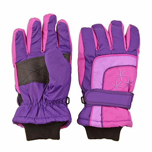 Insulated Winter Cold Weather Ski Gloves for Kids (Boys and Girls) Waterproof Windproof (Small, Purple)
