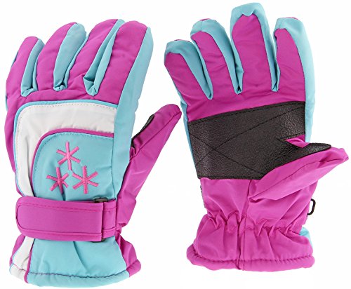 Insulated Winter Cold Weather Ski Gloves for Kids (Boys and Girls) Waterproof Windproof (Small, Pink)