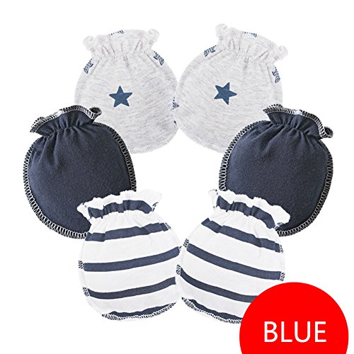 HaloVa Baby Gloves, 0-3 months Newborn Infant Toddler Boys Girls No Scratch Mittens, 100% Cotton, Soft and Comfortable, Dark Blue