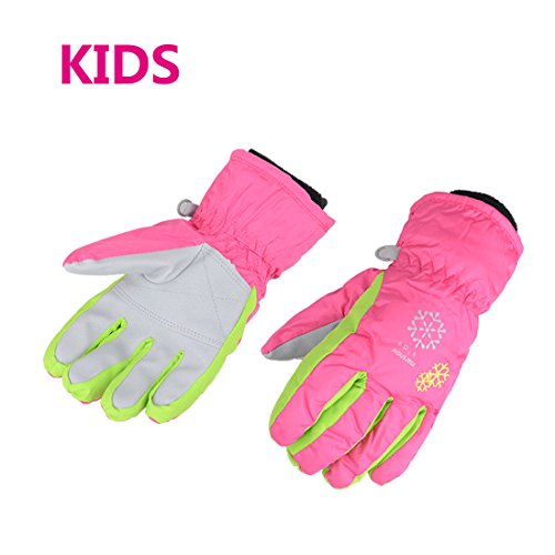 AMYIPO Kids Winter Snow Ski Gloves Waterpoof Children Snowboard Gloves for Boys Girls (Pink, XS (3-5 Years))