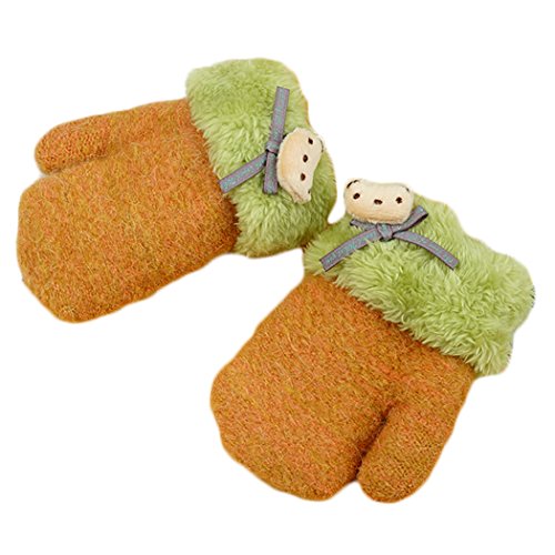 Hikfly Knit Mittens Gloves for Baby Girls Boys Toddlers Outdoor Sports Thermal Gloves Warmer Mittens Xmas Gift (1-3 years) (Yellow)