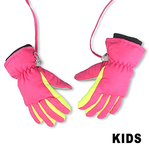 AMYIPO Kids Winter Snow Ski Gloves Waterpoof Children Snowboard Gloves for Boys Girls (Pure Pink, 3-4 Years)