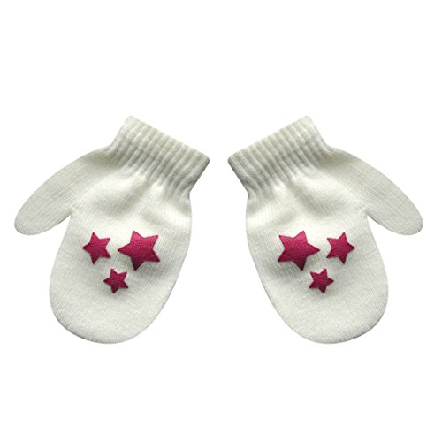 Baby Winter Warm Mittens,ChainSee Boys Girls Cute Star Heart Pattern Gloves (White, Star)