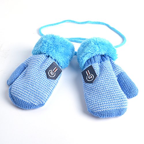 HOOYEE Infant Baby Toddler Unisex Winter Thick Warm Knitted Gloves Mittens with String