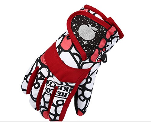 STARHOME Winter Skiing Gloves Warm Kids Waterproof Gloves for Sports (Red, XL---8-10 Years old)
