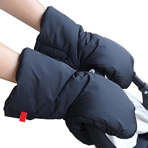 Yogaily Winter Warm Hand Muff for Baby Stroller or Jogger - Water Resistant Anti-freeze Gloves for Parents - Extra Thick (Black)