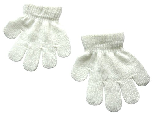 BaiX Toddler Boys and Girls Winter Knitted Writing Gloves, 1-3 Years Old, White