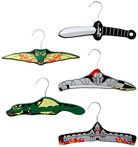 Kidorable Boys' Dragon Knight Hangers, Green/Grey/Black, One Size, Set of 5
