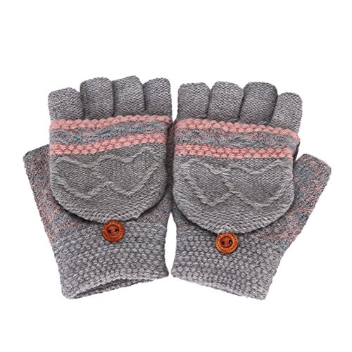 Hatoys Baby Care Cute Thicken Hot Fingerless Girls Boys Winter Warm Gloves Mitten (Gray)